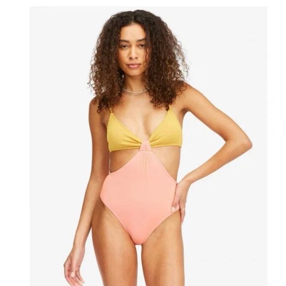 Billabong Women's M Colorblock Cutout One-Piece Swimsuit Multicolor - Picture 1 of 7